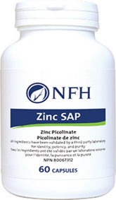 NFH Zinc SAP 60 Capsules - Maintain Immune Function and Healthy Skin, Produce and Repair Connective Tissue, Metabolize Carbohydrates, Fat, and Proteins - Nature's Source Inc