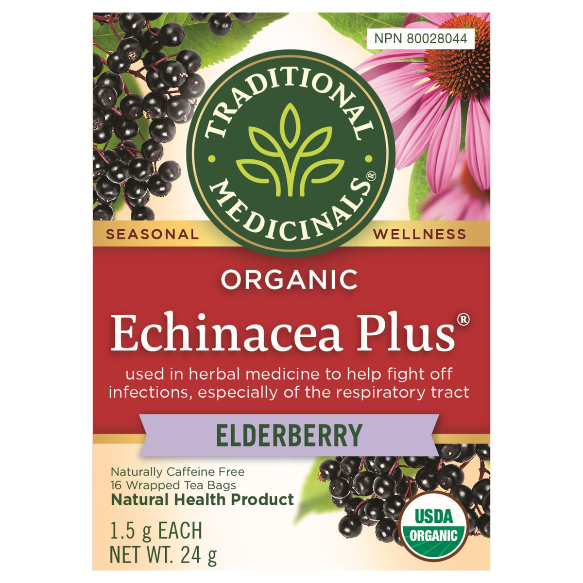 Traditional Medicinals Organic Echinacea Plus Elderberry 16 Count
