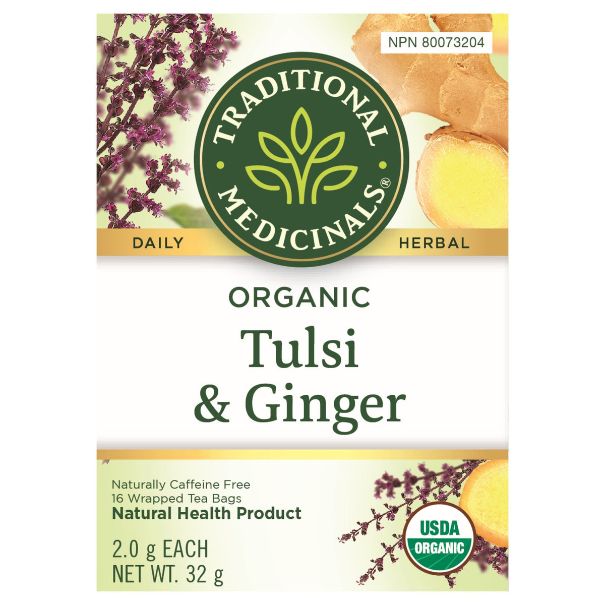 Traditional Medicinals Organic Tulsi & Ginger Tea 16 Count