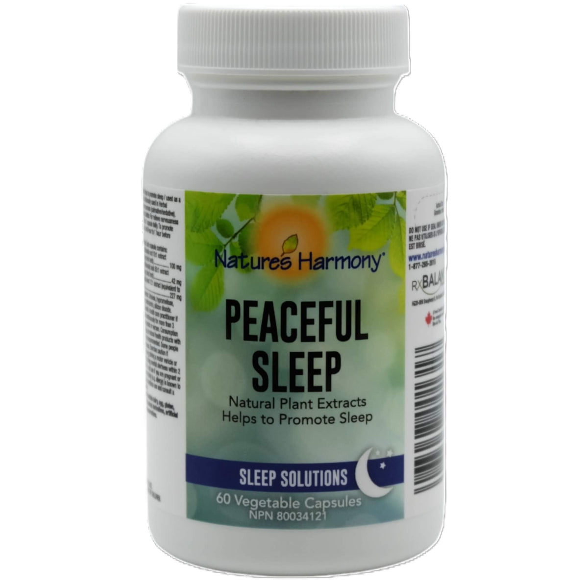 Nature's Harmony Peaceful Sleep 60 Vegan Capsules - Helps To Promote Sleep, Relieve Nervousness, Give Tranquilizing Effects On The Mind And Body, Promote Uninterrupted Sleep Cycles