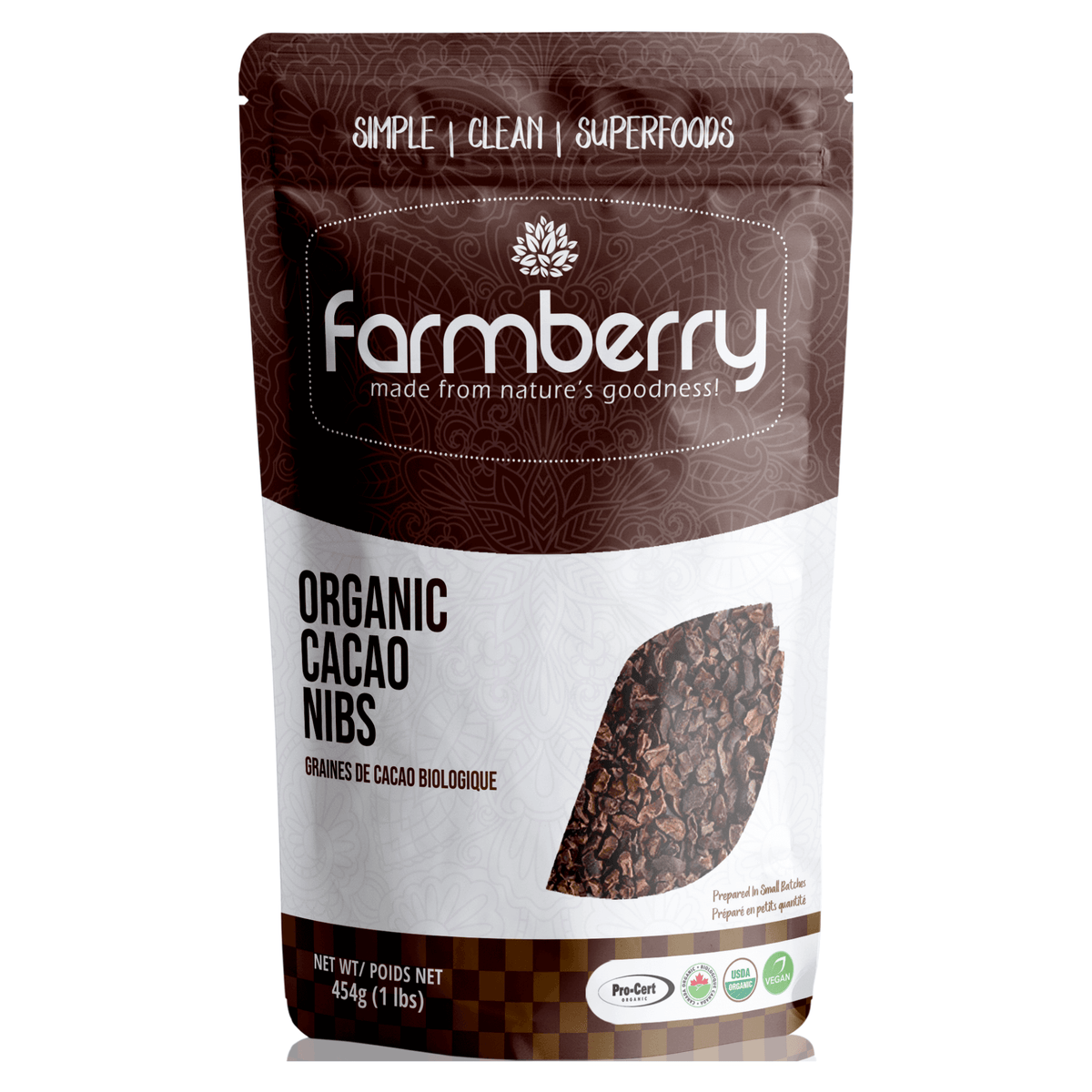 Farmberry Organic Cacao Nibs  Powder 454g