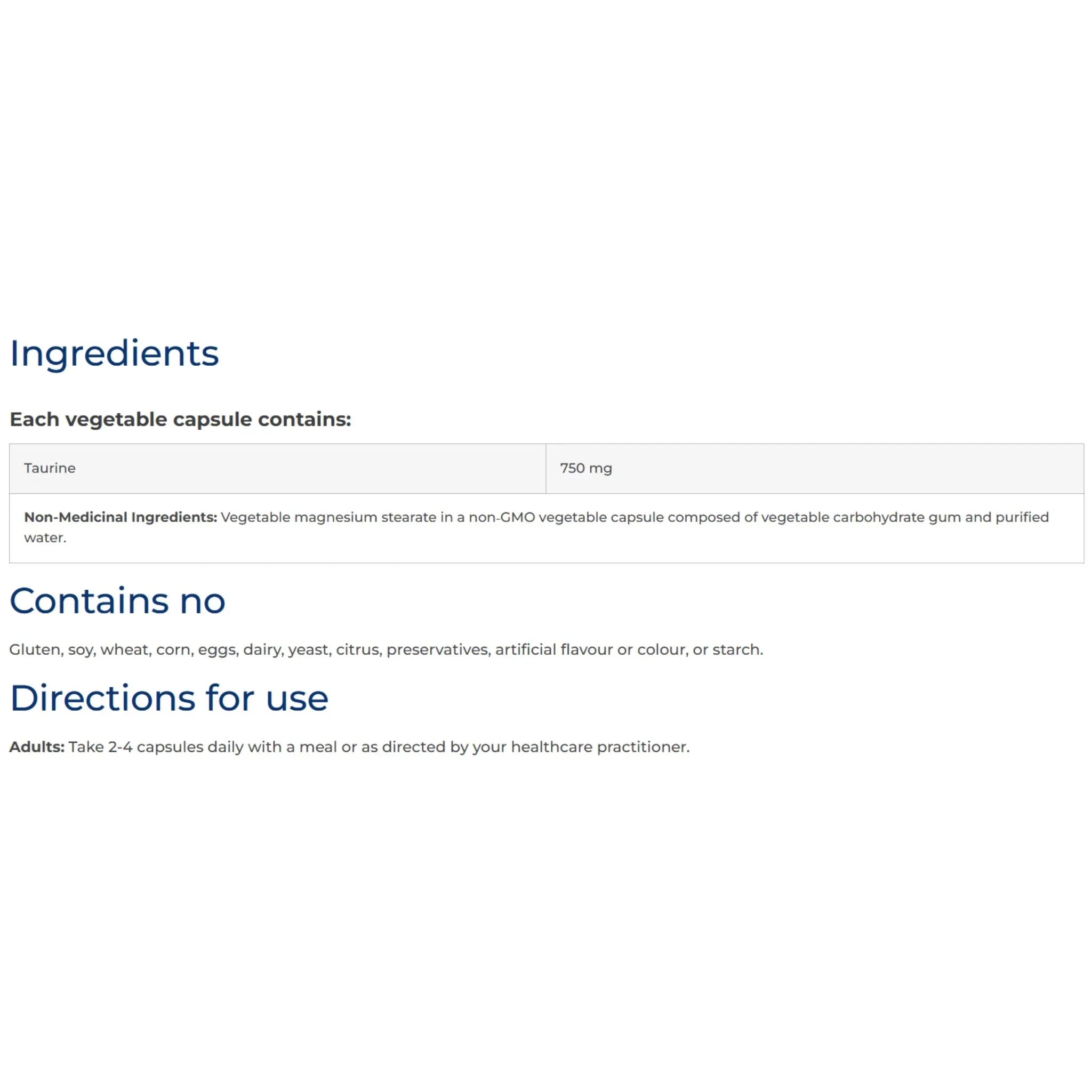 NFH L Taurine SAP 120 Capsules