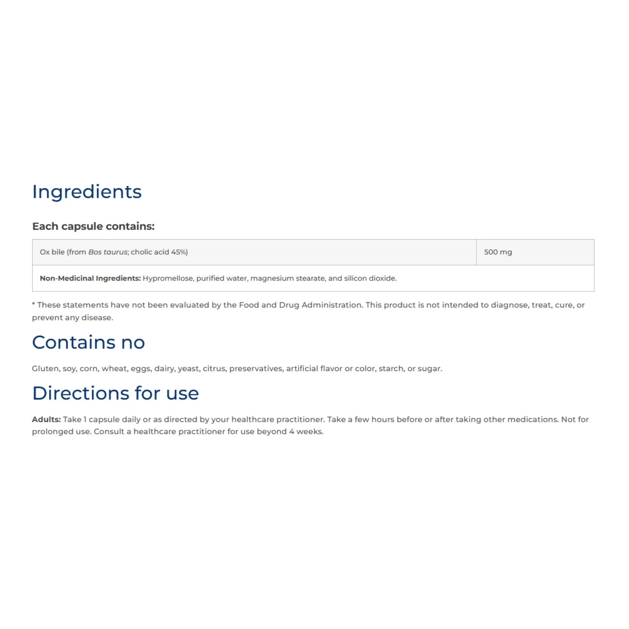 NFH Ox Bile SAP 90 Capsules - Nature's Source Inc
