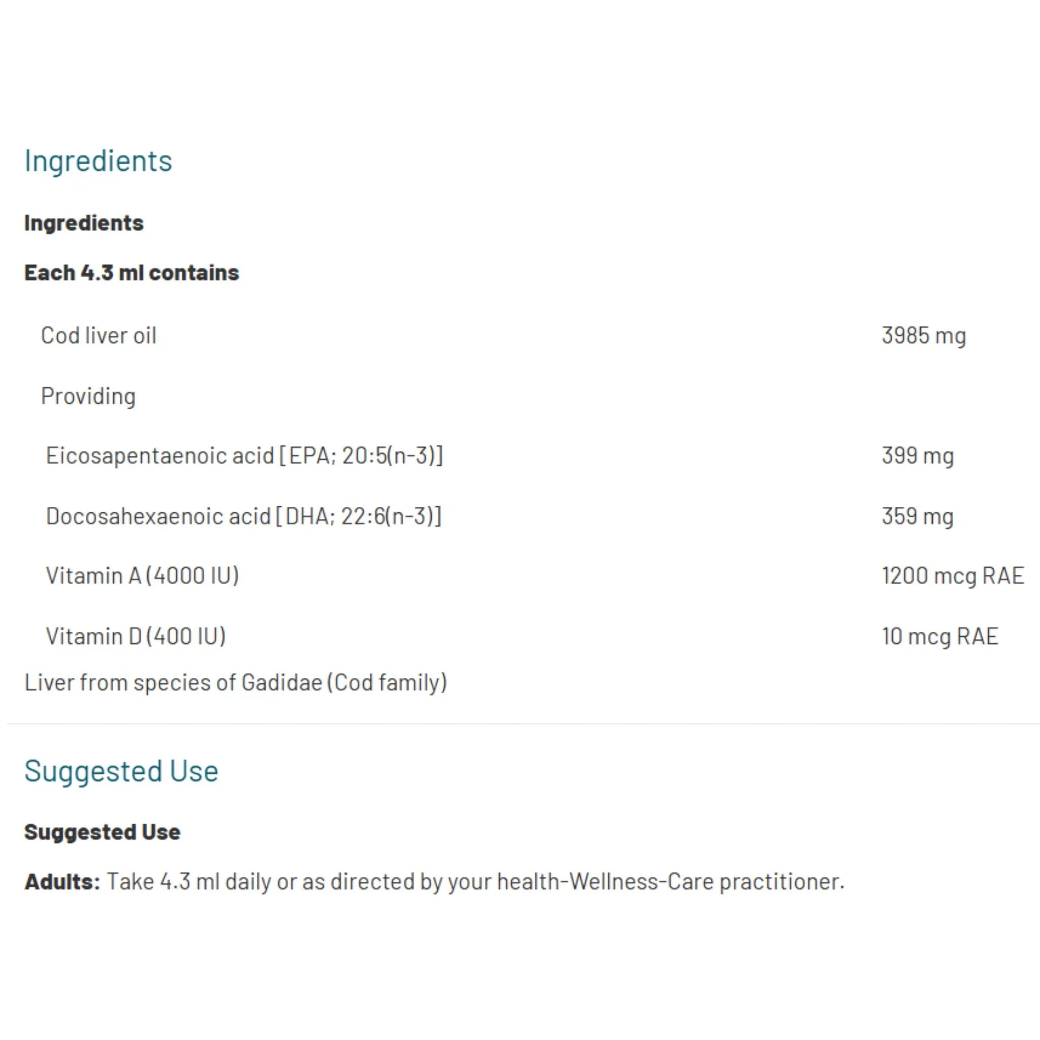 NFH Cod Liver SAP 500ml