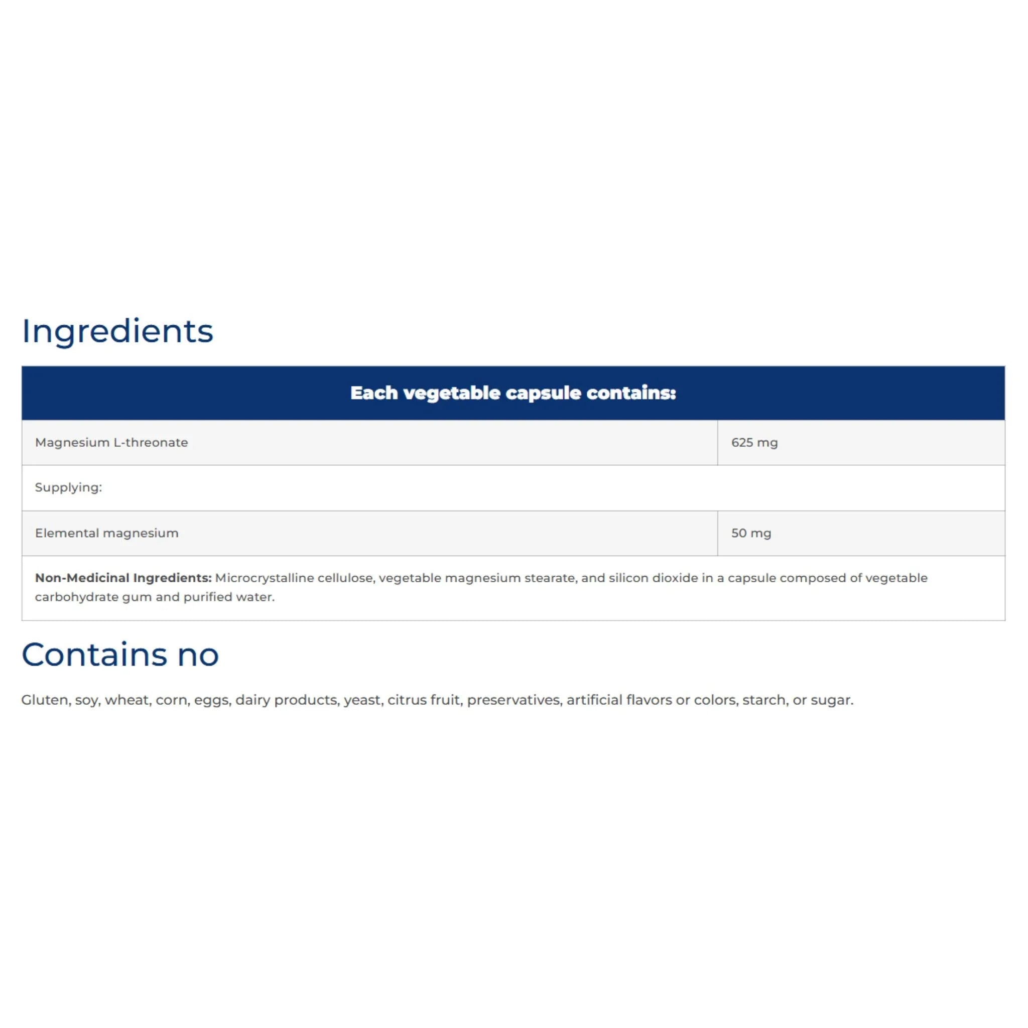 NFH Magnesium L‑Threonate SAP 90 Capsules - Nature's Source Inc