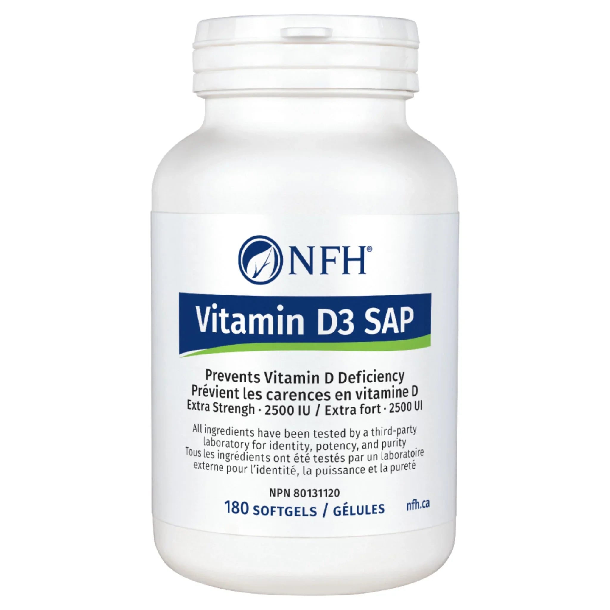 NFH Vitamin D3 SAP 2500IU 180 Capsules - Nature's Source Inc
