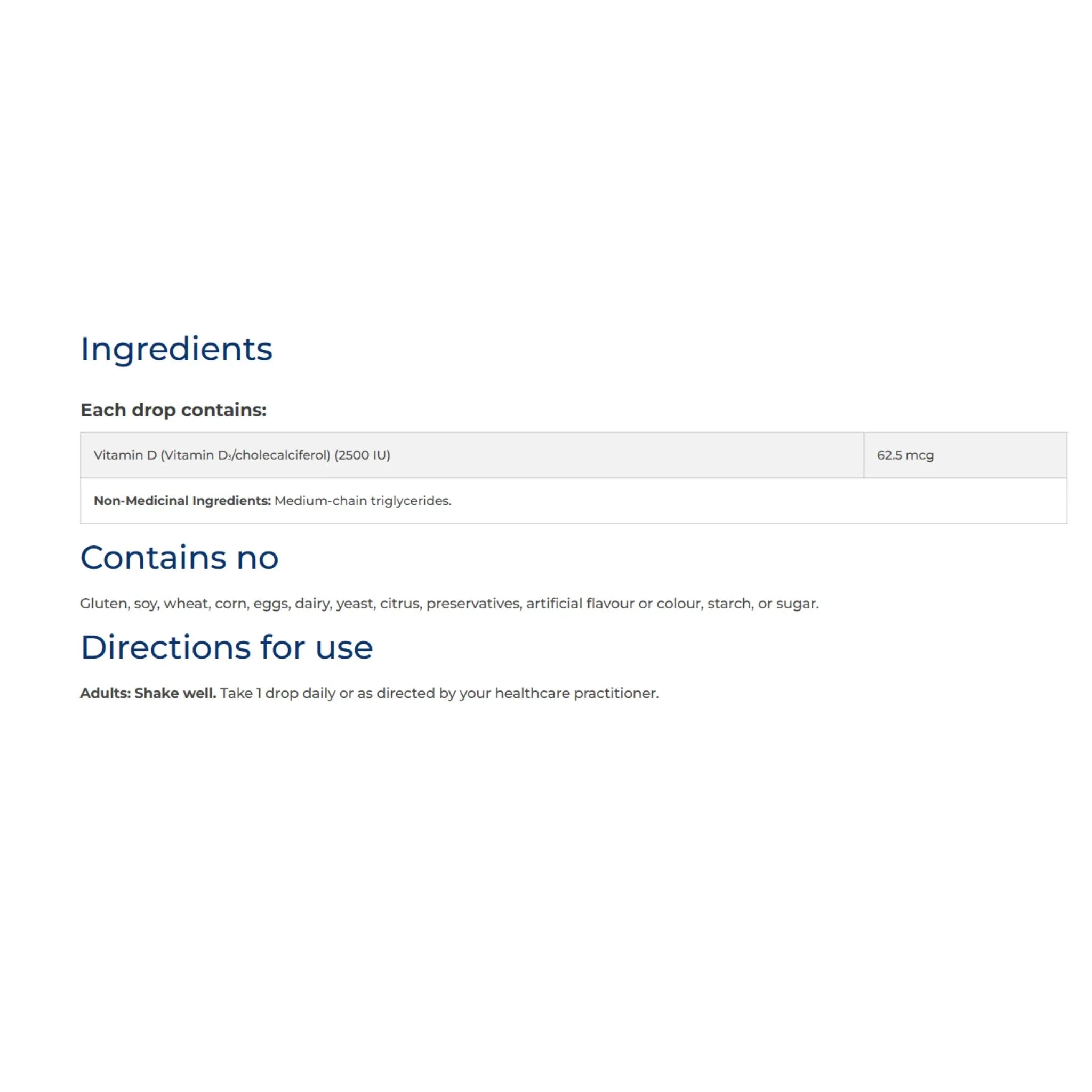 NFH Vitamin D3 SAP Liquid 2500IU 15ml
