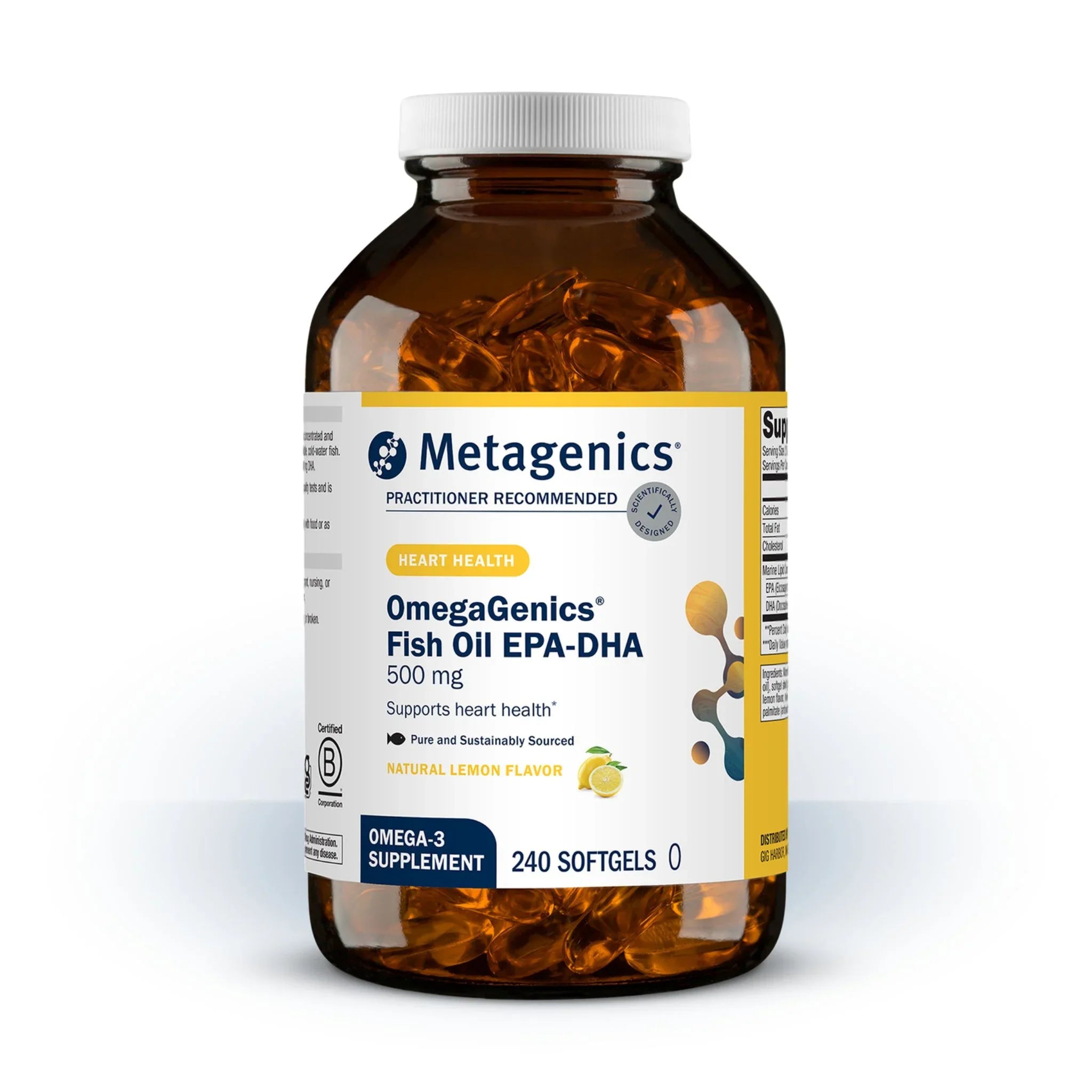 Metagenics OmegaGenics EPA - DHA 500 Lemon 240 Softgels - Nature's Source Inc