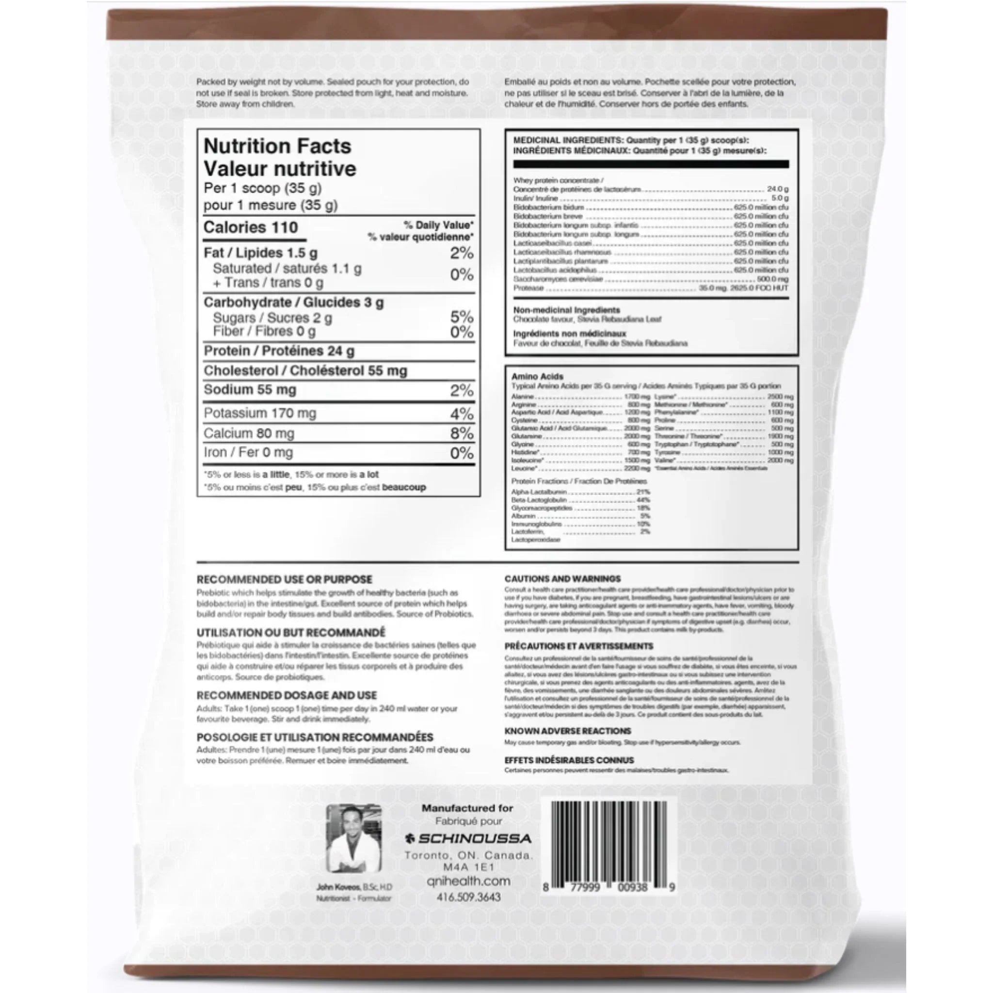 Schinoussa New Zealand Protein Whey Concentrate Chocolate 910g - Nature's Source Inc