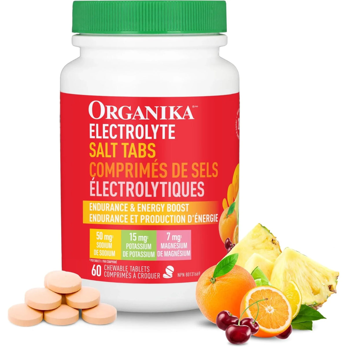 Organika Electrolyte Salt Fruit Punch 60 Chewable Tablets