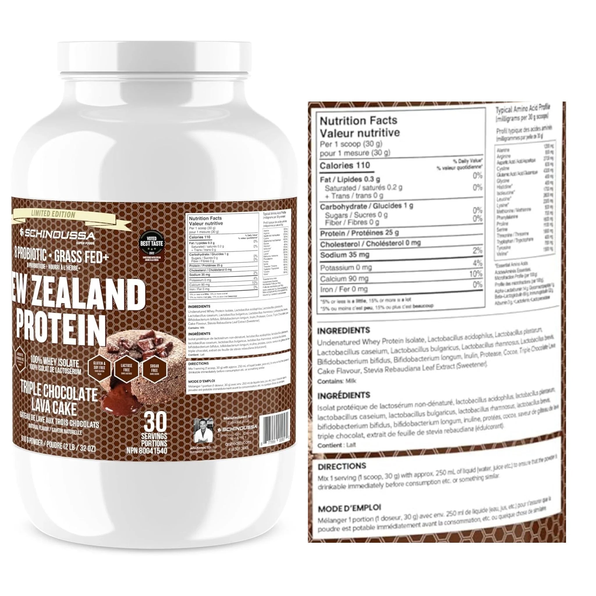 Schinoussa New Zealand Whey Isolate Triple Chocolate Lava Cake 910g