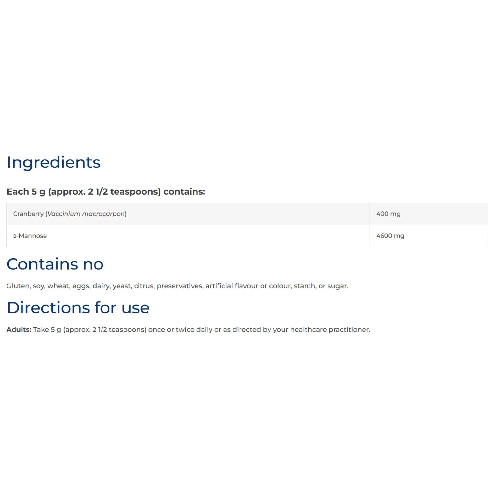 NFH D-Mannose SAP (Anti-Adhesion Formula for UTIs) 50 g