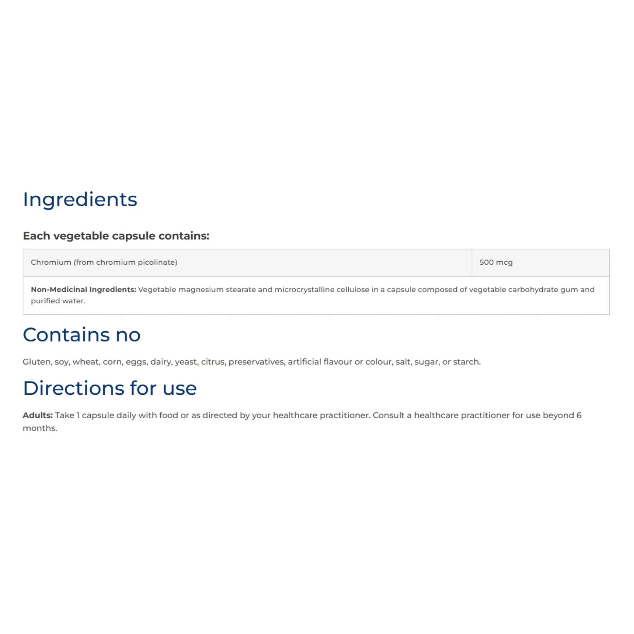 NFH Chromium SAP 60 Capsules
