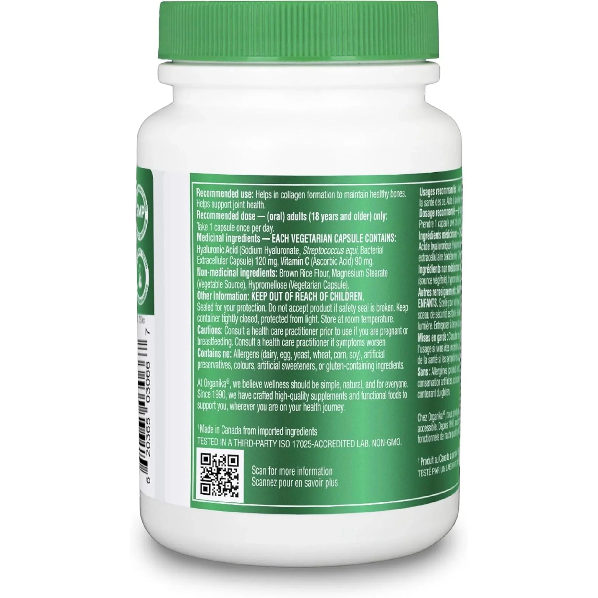 Organika Hyaluronic Acid + Vitamin C 120mg 90 Vegan Capsules