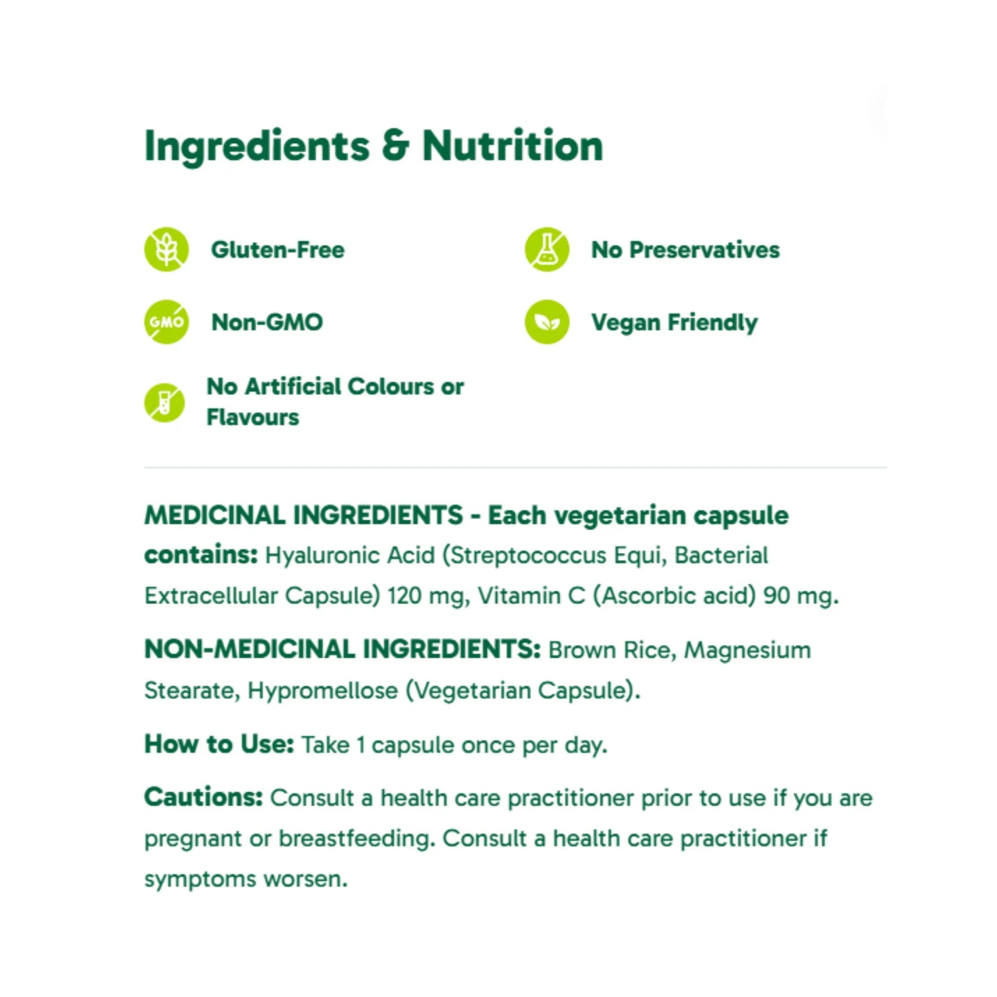 Organika Hyaluronic Acid + Vitamin C 120mg 90 Vegan Capsules