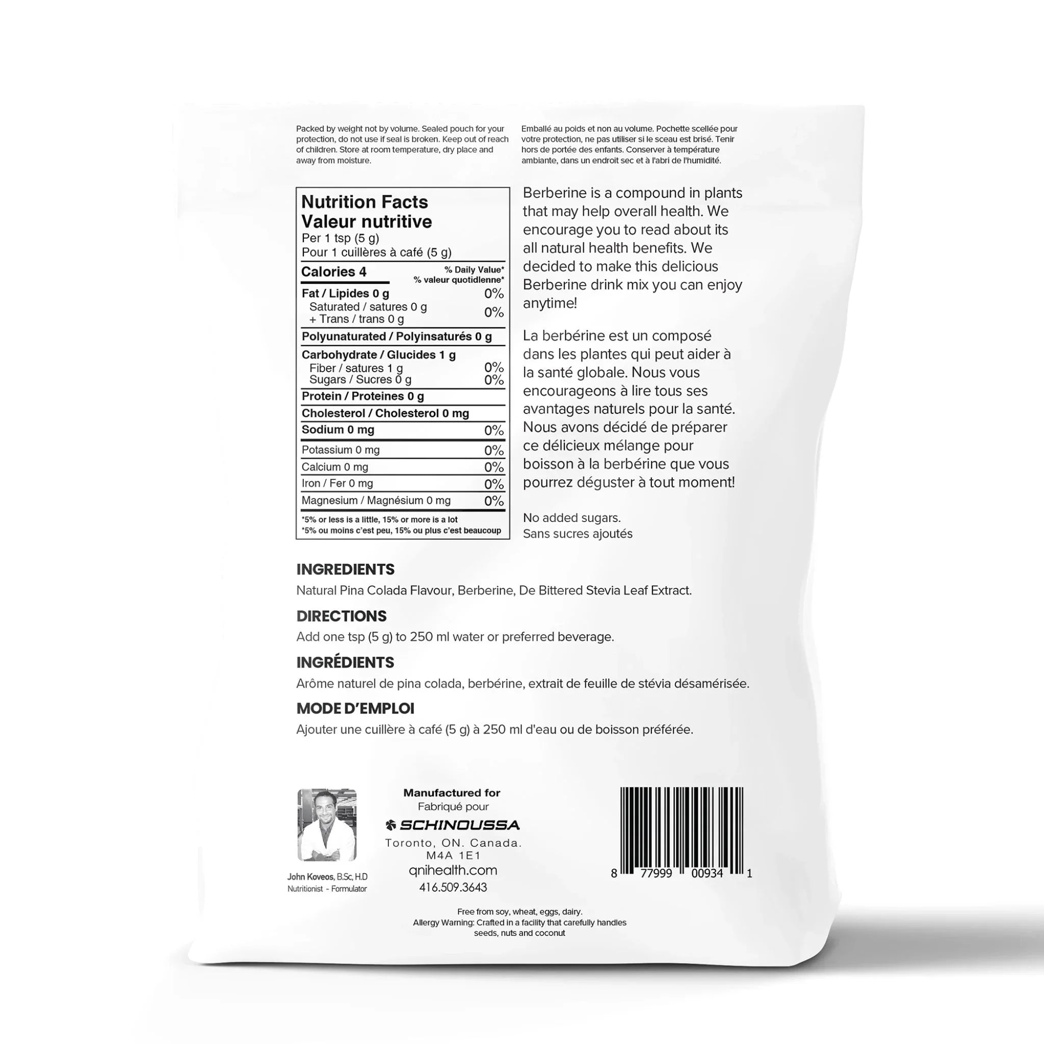 Schinoussa Berberine Drink Mix Pina Colada 150g