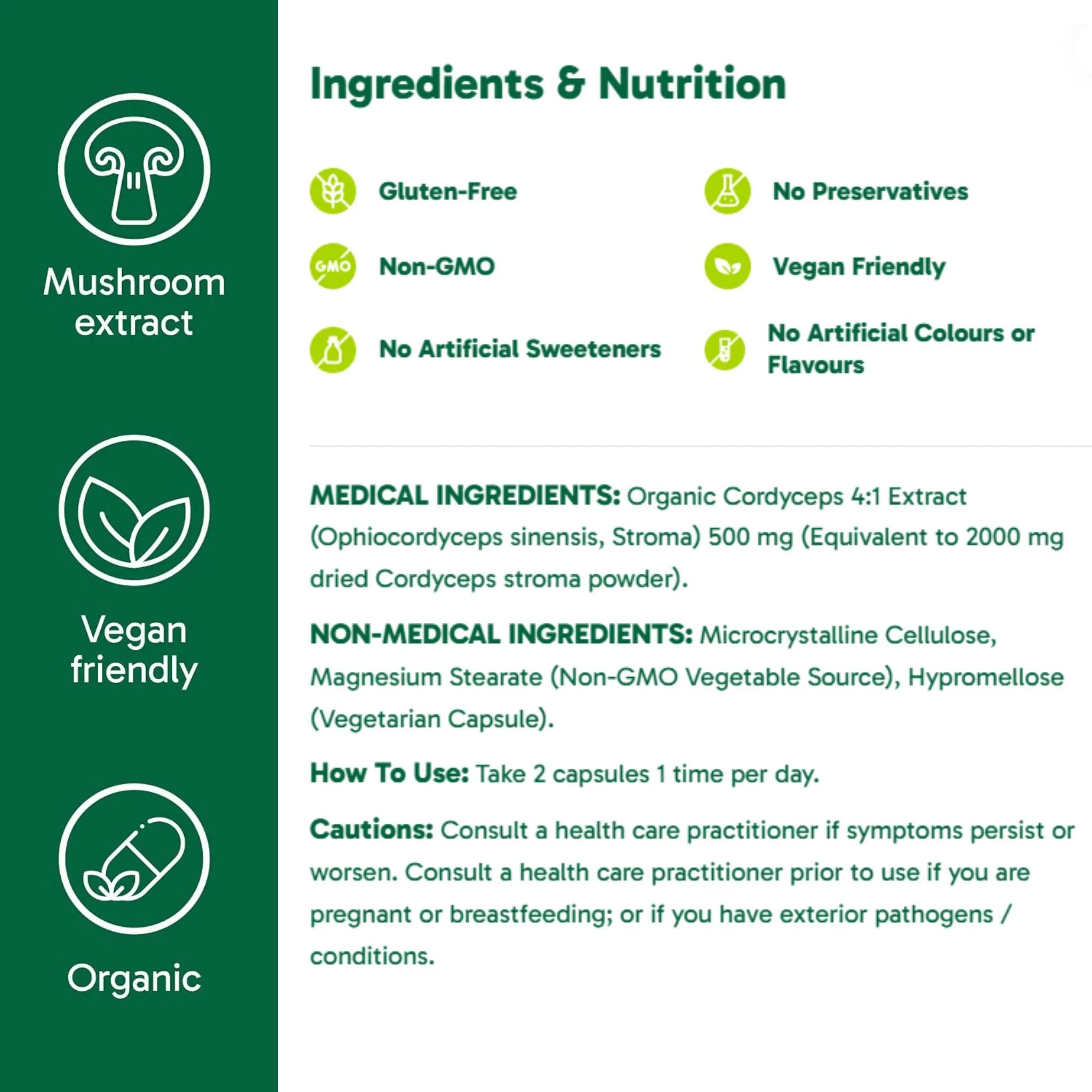 Organika Cordyceps 120 Vegan Capsules