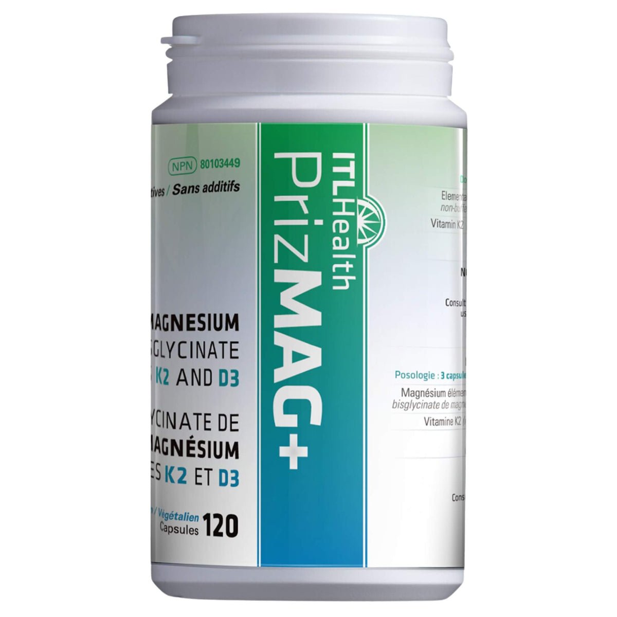 ITL Health PrizMAG+ Magnesium With D3 & K2 120 Capsules - Support Bone And Heart Wellness, Maintain Vitality And Energy, and Promote Muscle Function And The Nervous System, Pure Vegan Formula For A Busy Lifestyle
