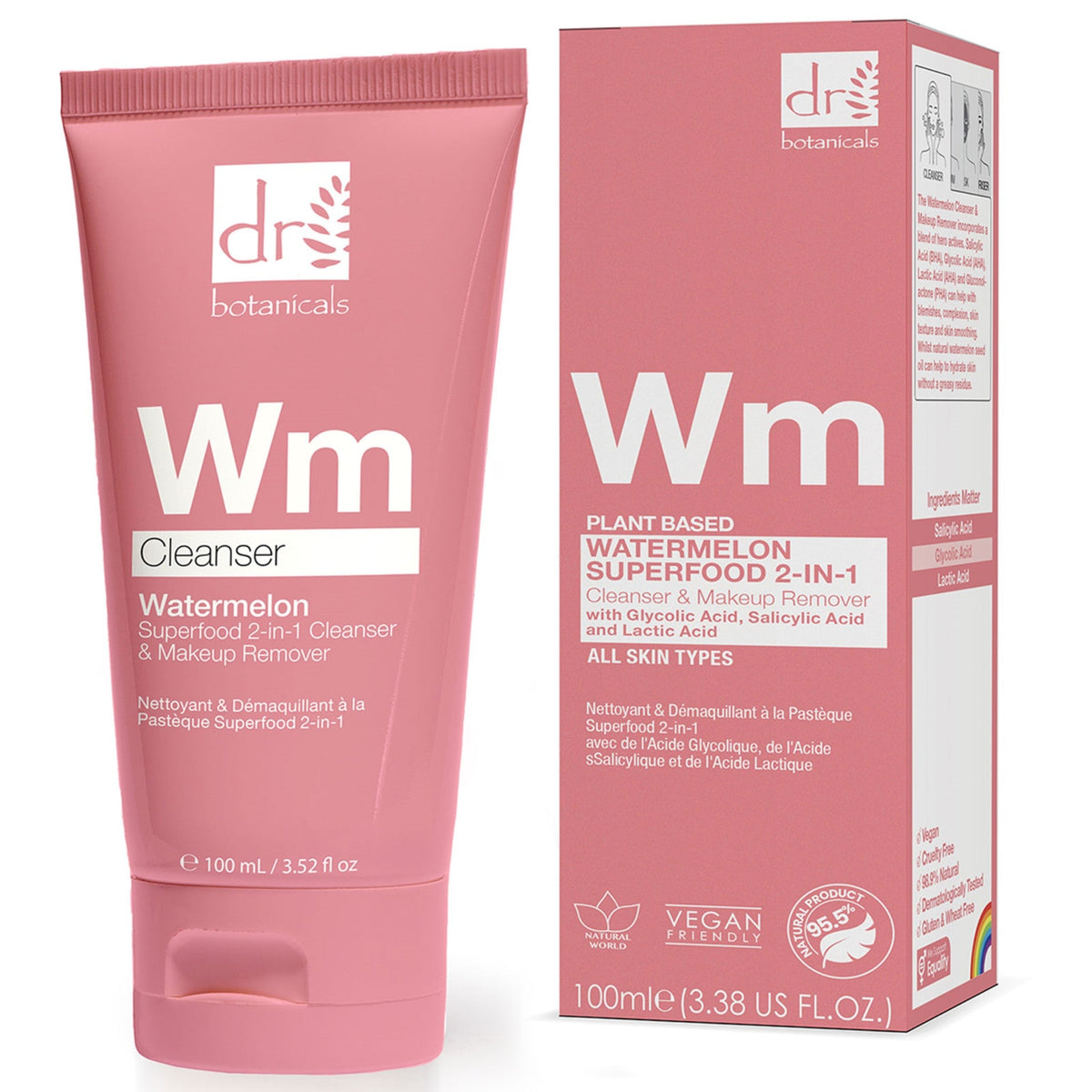 Dr Botanicals Watermelon Superfood 2-in-1 Cleanser & Makeup Remover 100ml