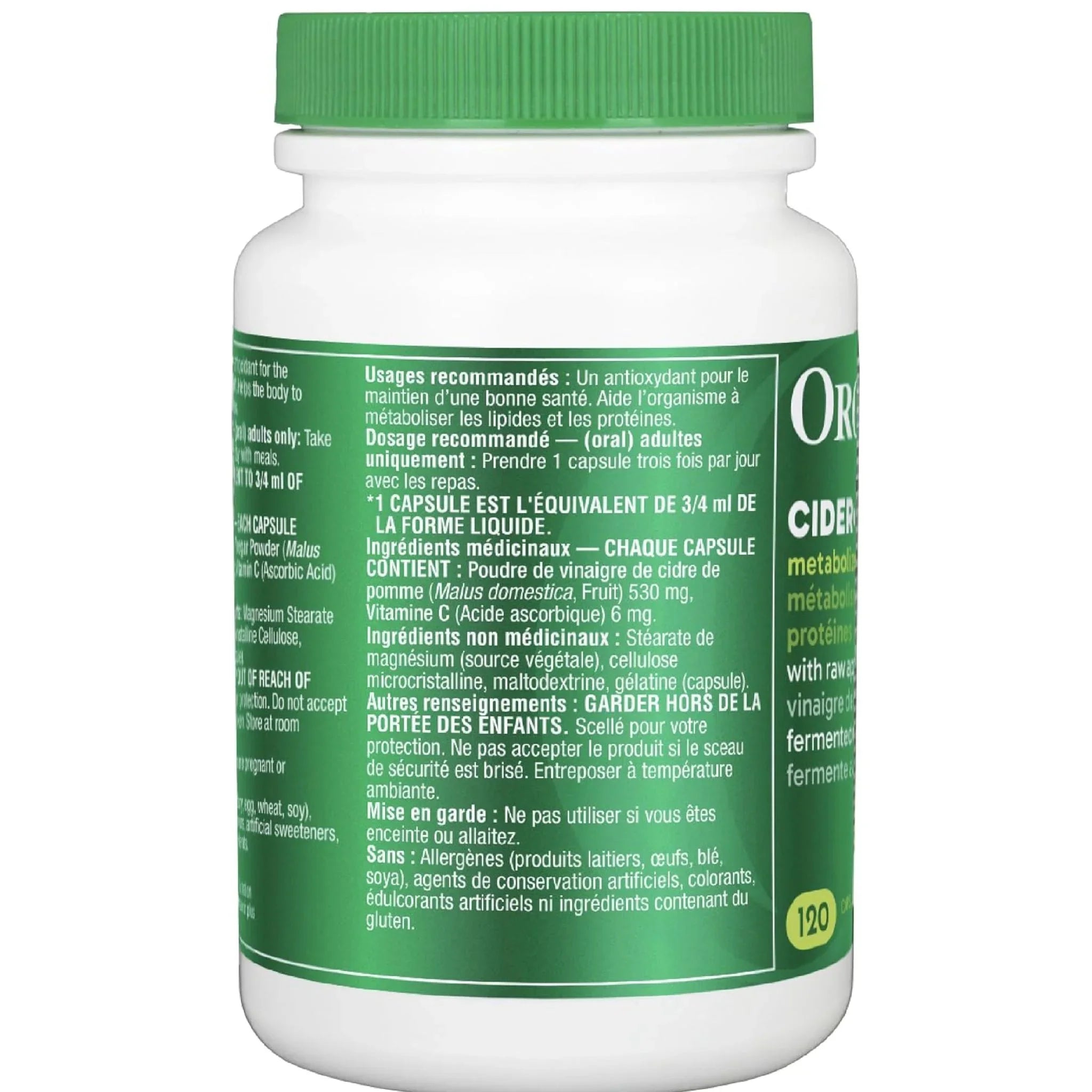Organika Unrefined Cider Vinegar 120 Capsules