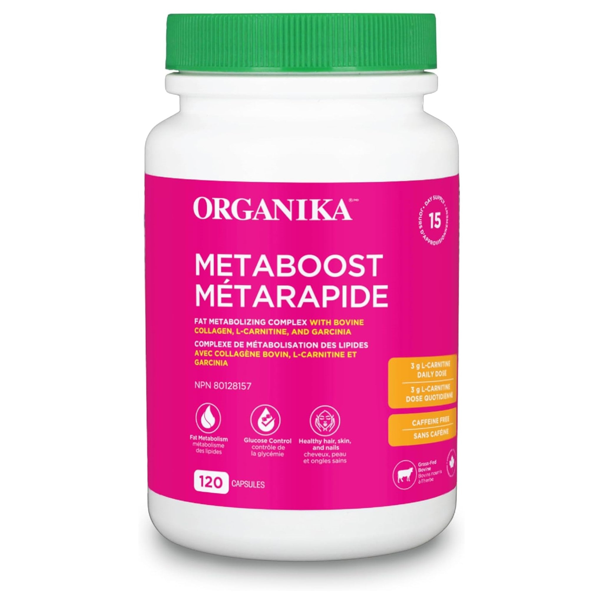 Organika Metaboost 120 Capsules - Supports Muscle Building, Joint Health, and Healthy Fat Metabolism, Promote Protein Synthesis, Maintains Weight - Nature's Source Inc