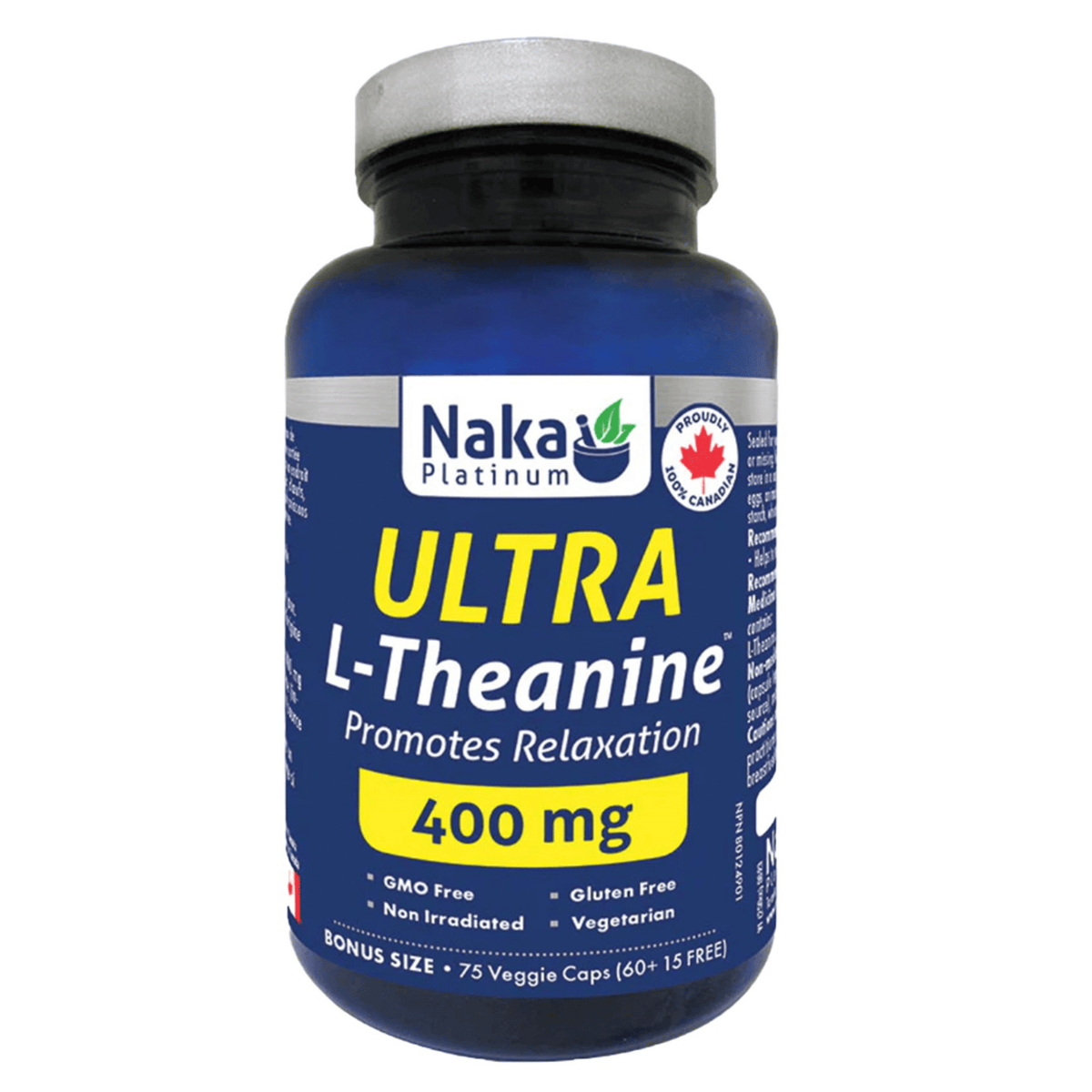 Naka Platinum Ultra L-Theanine 400mg 75 Vegan Capsules - Provide Relief From Anxiety & Stress, Increase Focus, Support Blood Pressure and Immune System