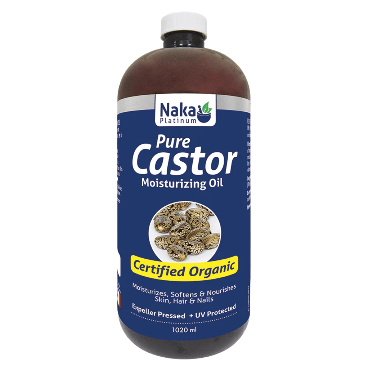 Naka Platinum Organic Castor Oil 1020ml - Moisturizes, Softens & Nourishes Skin, Hair & Nails, Helps With Dry Skin and Scalp, Used as a Carrier Oil, Suitable for Sensitive Skin