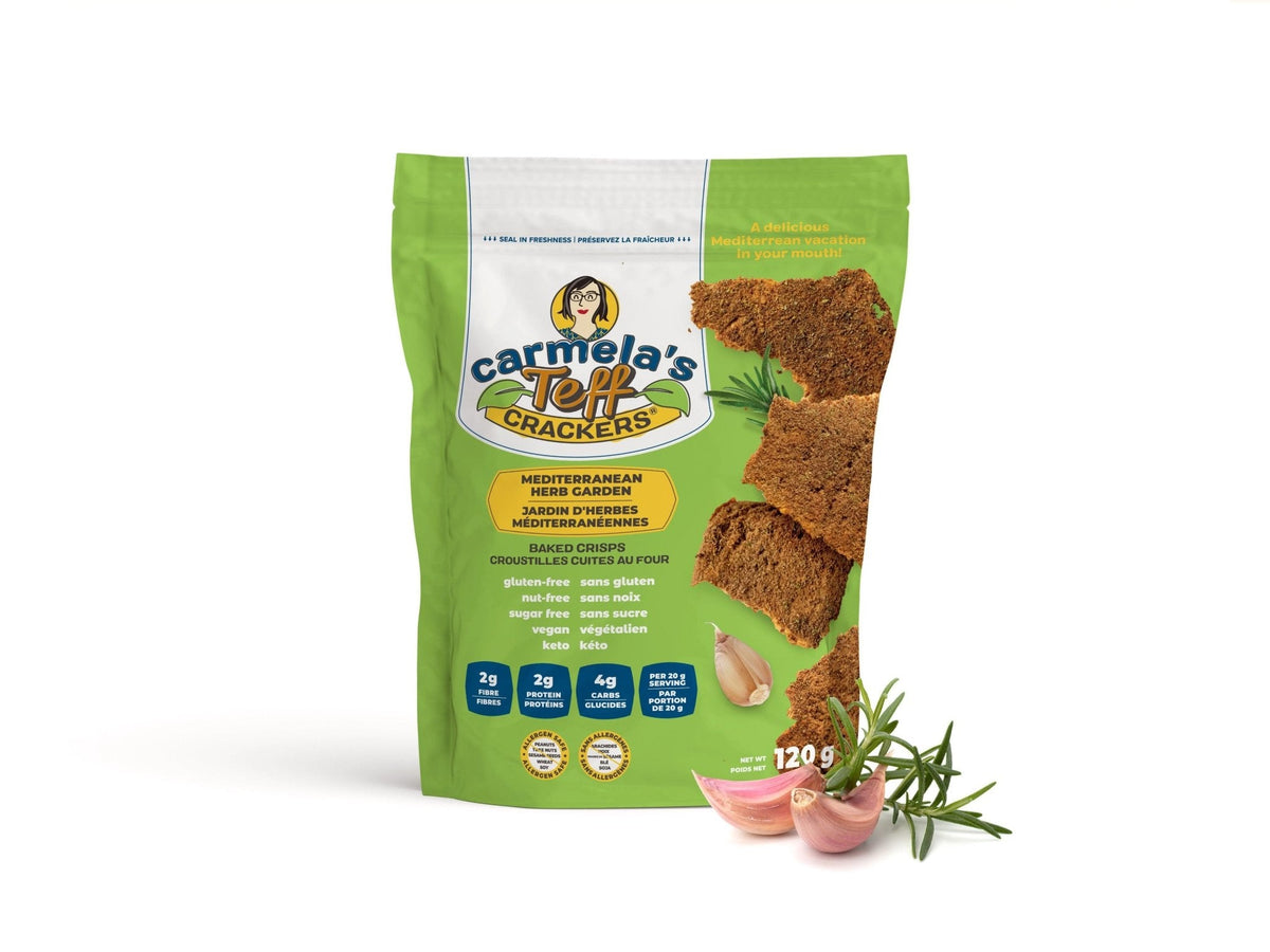 Carmela™s Teff Crackers Tangy Sumac 120g - Backed Crisps, Super Grain Packs a Nutritious Punch, Baked With Olive Oil