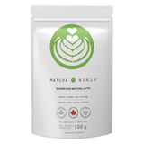 Matcha Ninja Superfood Matcha Latte 100g - Super Soluble Hot or Cold Brew, Smooth, Refined Sugar Free, No Added Dextrins, Pure Organic Matcha Ninja
