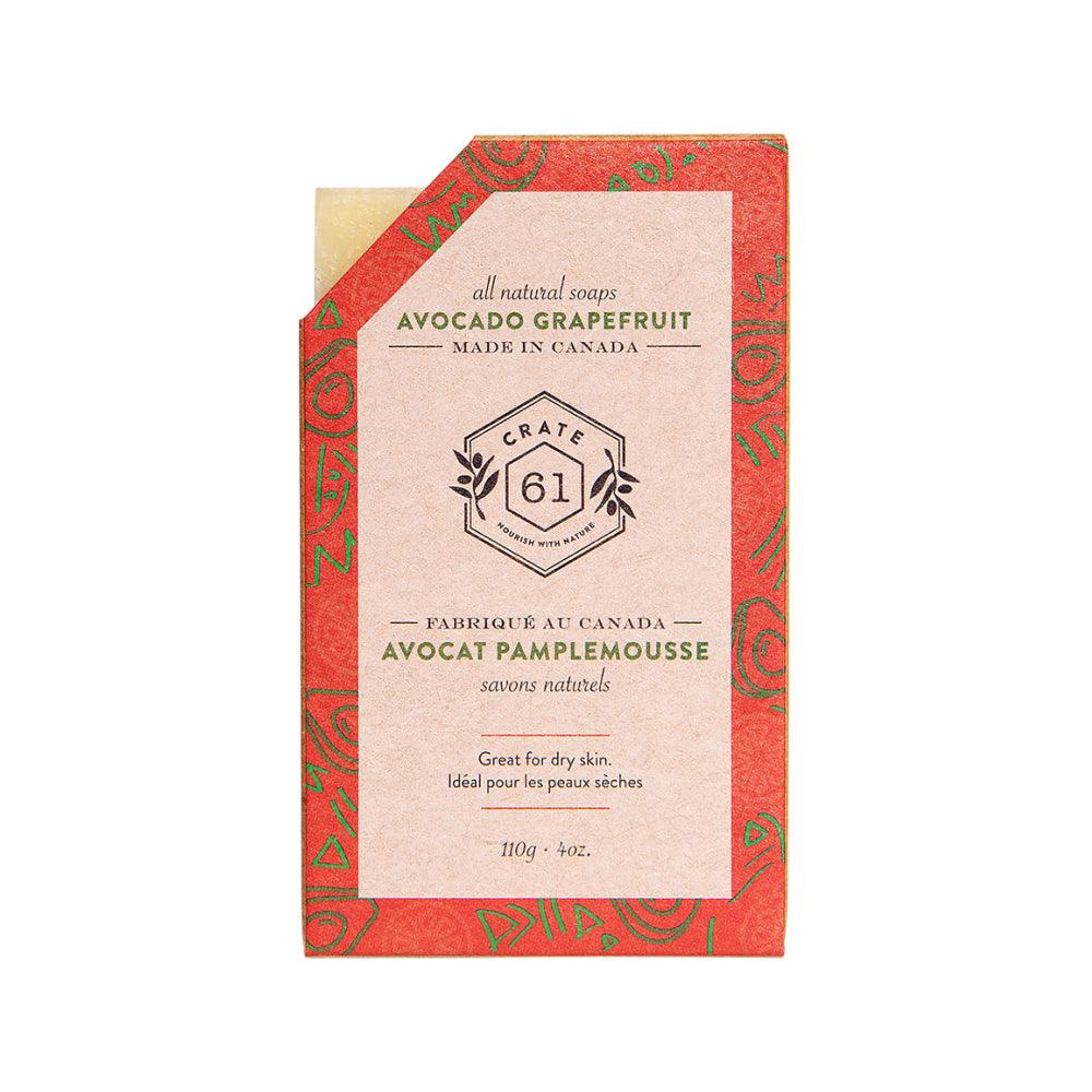 Crate 61 Soap Bar Avocado Grapefruit 110g - Loaded With Avocado & Olive Oil Making It Ultra Nourishing Bar, While the Aroma is an Invigorating Sweet Citrus