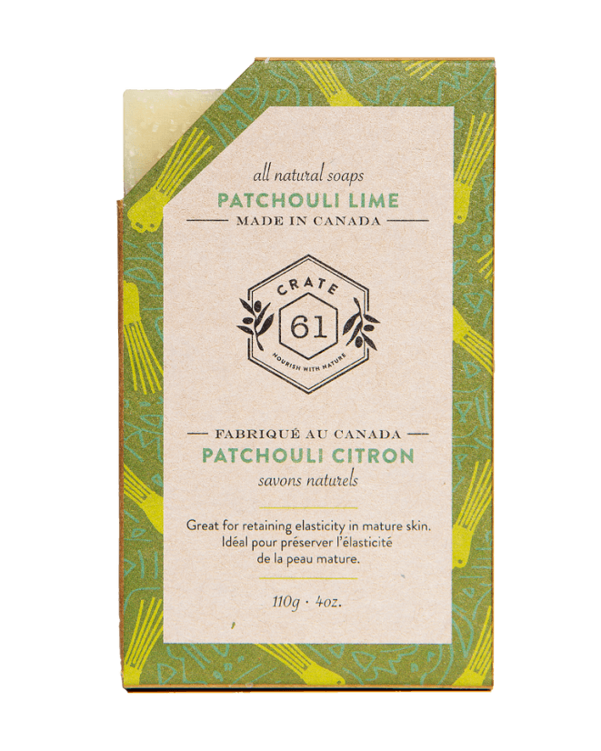 Crate 61 Soap Bar Patchouli Lime 110g - Patchouli Essential Oil Has a Distinct Musky and Spicy Aroma That is Combined With Fresh Key Lime Essential Oil in This Bar