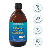 Queen of the Thrones Organic Golden Castor Oil 500ml - Soothing Massage Oil, Support Liver Detox, Colon Cleansing, Protect Your Skin and Well - Being - Nature's Source Inc