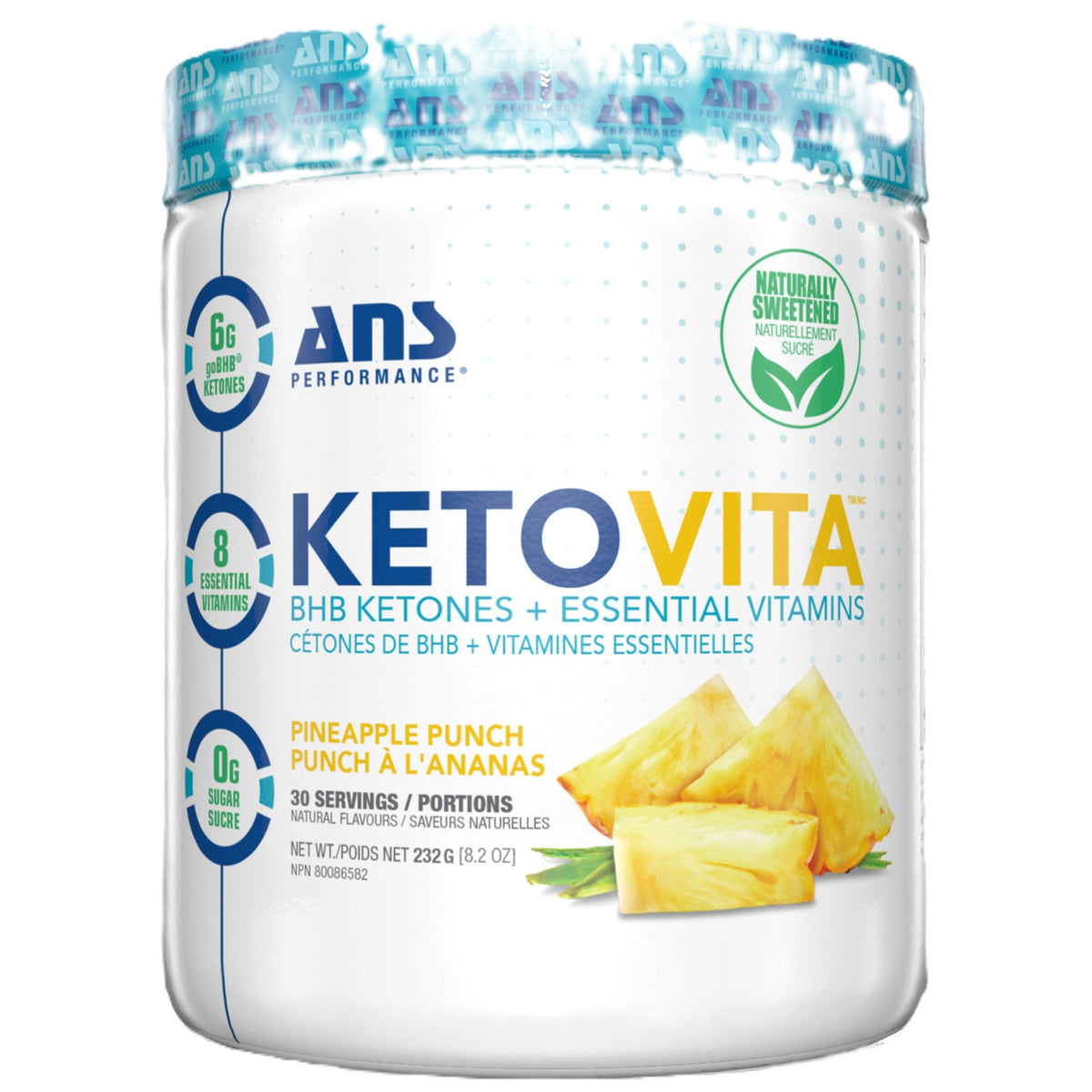 ANS Performance Ketovita Pineapple Punch 232g - Enhance Physical And Mental Energy For Performance, Boost Ketone Levels And Support Energy Metabolism, Source Of Essential Vitamins