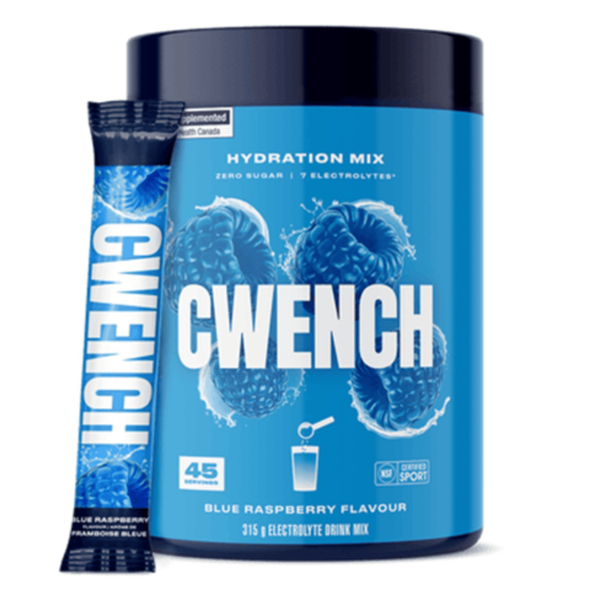 Cwench Hydration Mix Blue Raspberry 315g - Healthy and High-Performing Hydration Solution, Smooth Blend of Mildly Sweet and Slightly Tart Flavors, Provides Refreshing Experience With Subtle Hint of Coolness