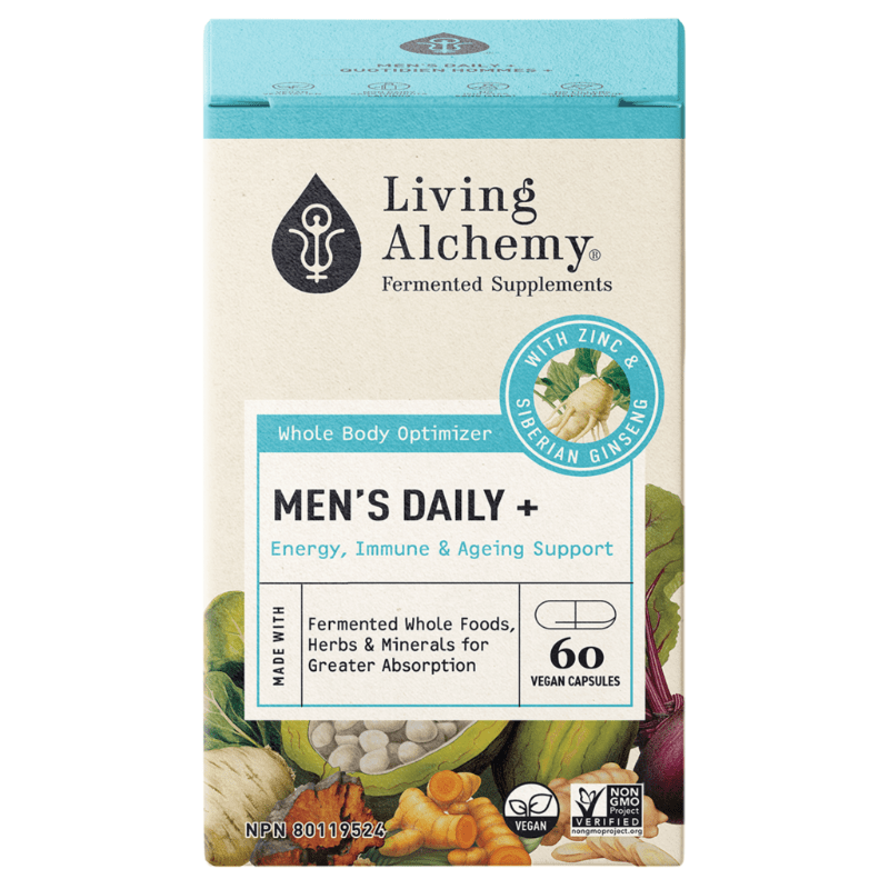 Living Alchemy Daily+ Men 60 Vegan Capsules - Provides Maintenance For Immunity, Metabolism, Bones, And Skin, Includes Siberian Ginseng For Men's Energy And Vitality, Easily Digestible, And Highly Absorbable Nutrients