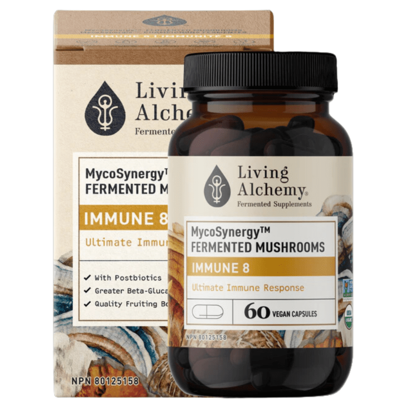Living Alchemy MycoSynergy Fermented Mushrooms Immune 8, 60 Vegan Capsules - Helps Strengthen Immune Response, Provides Antioxidants And Anti-Inflammatory Support, Promote Overall Health And Wellbeing