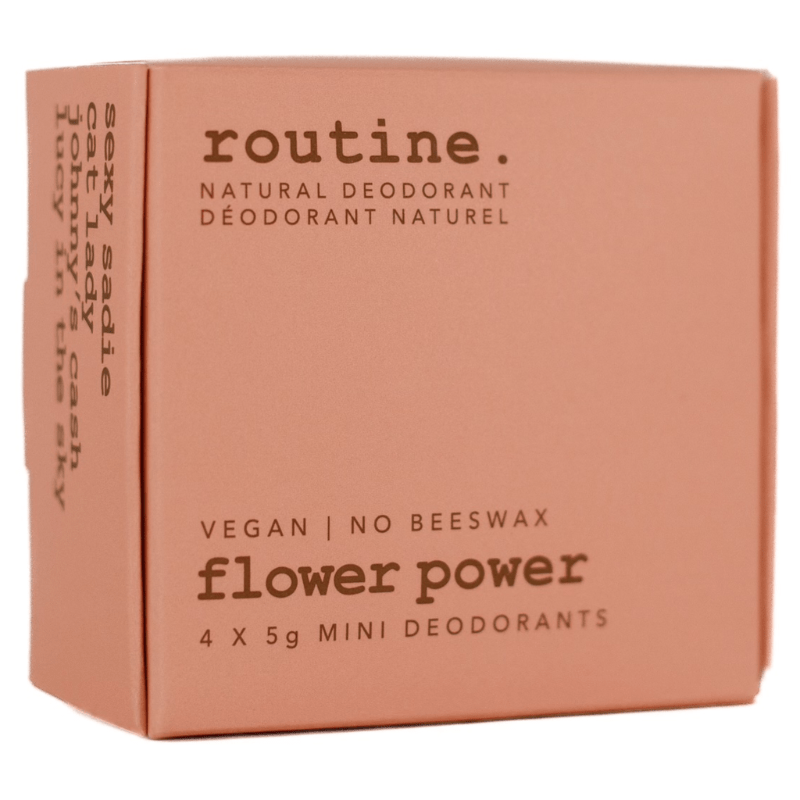 Routine Flower Power Minis Deodorant Kit 4x5g - All Natural Ingredients Effective Deodorant, Adorable Kit, Perfect For Gifting and Travel Adventures