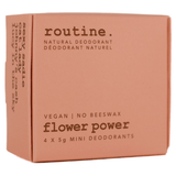 Routine Flower Power Minis Deodorant Kit 4x5g - All Natural Ingredients Effective Deodorant, Adorable Kit, Perfect For Gifting and Travel Adventures