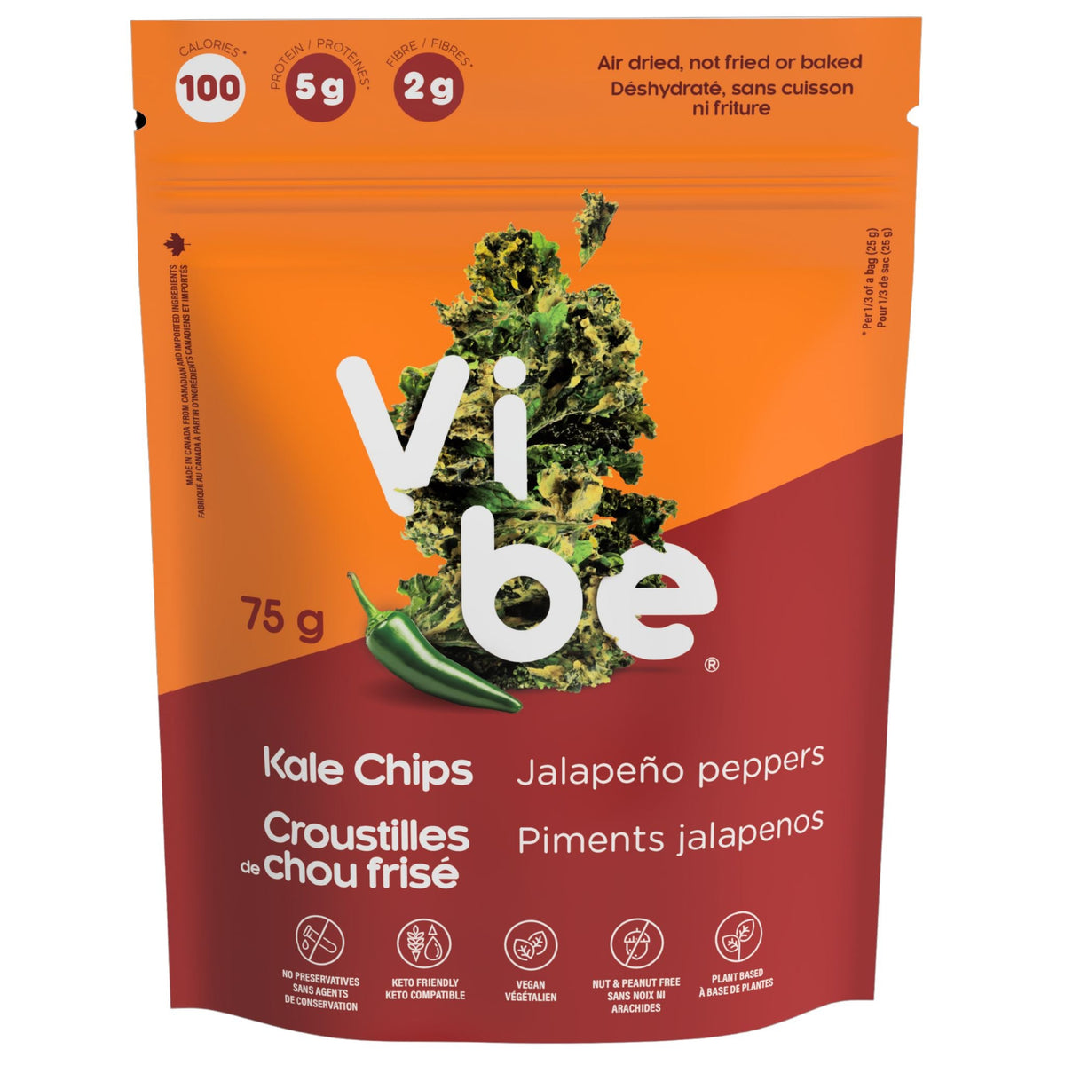 Vibe Crucnhy Kale Chip Spicy Jalapeno 75g