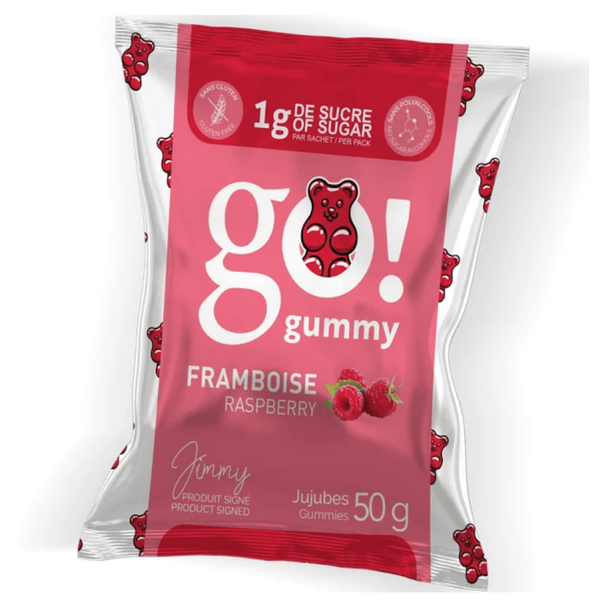 Go Nutrition Go Gummy Raspberry 50g - High In Fiber, Low-Sugar, And Go-To Healthy Gummies, A Juicy Explosion Of Raspberry Fruity Bliss
