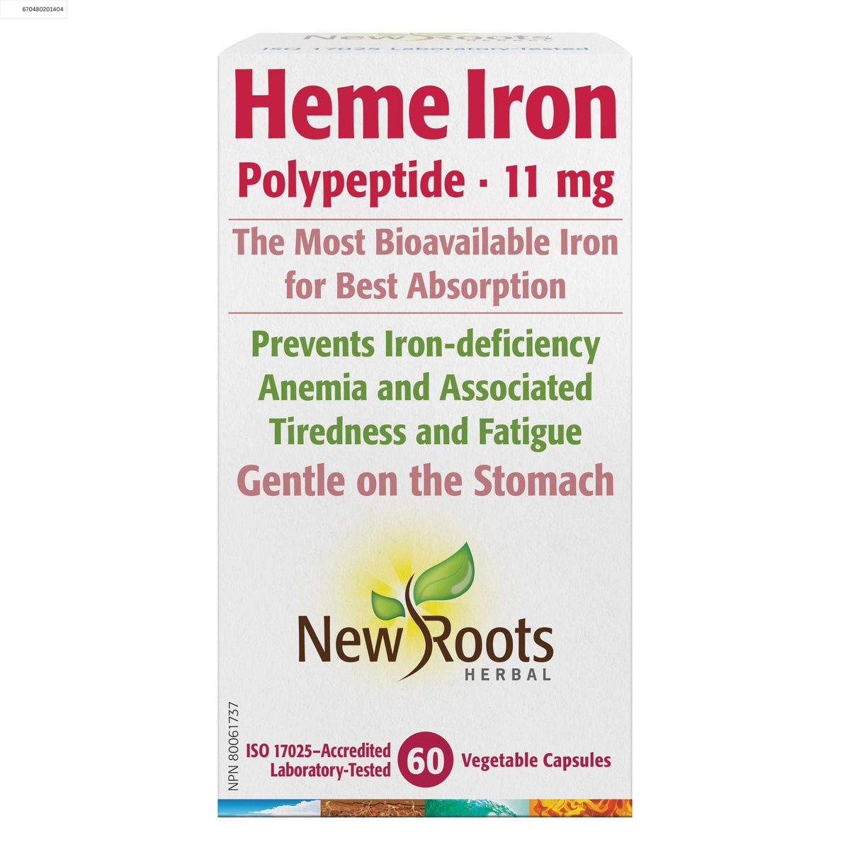 New Roots Heme Iron 11mg 60 Vegetable Capsules