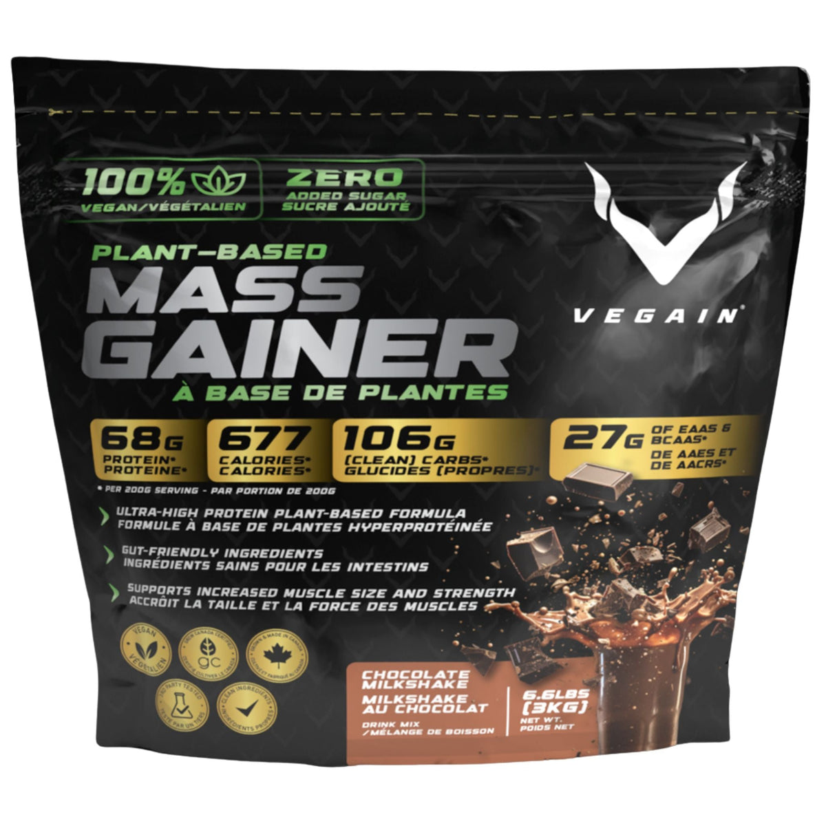 VEGAIN Plant-Based Mass Gainer Chocolate Milkshake 3kg