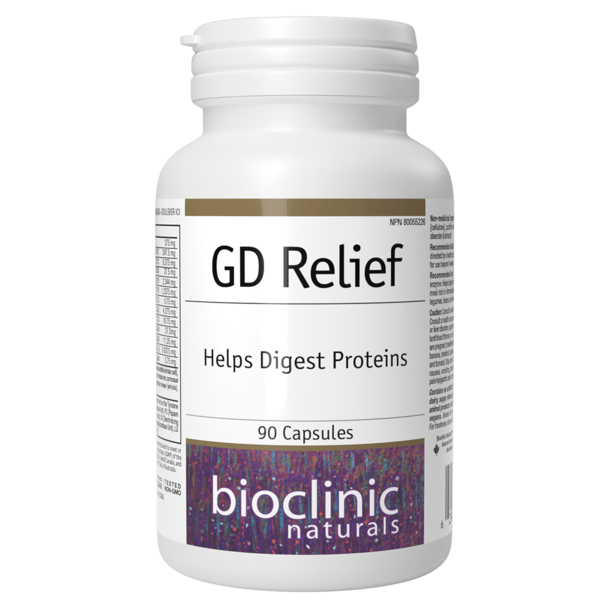 Bioclinic Naturals GD Relief Digestive Enzymes 375mg 90 Capsules