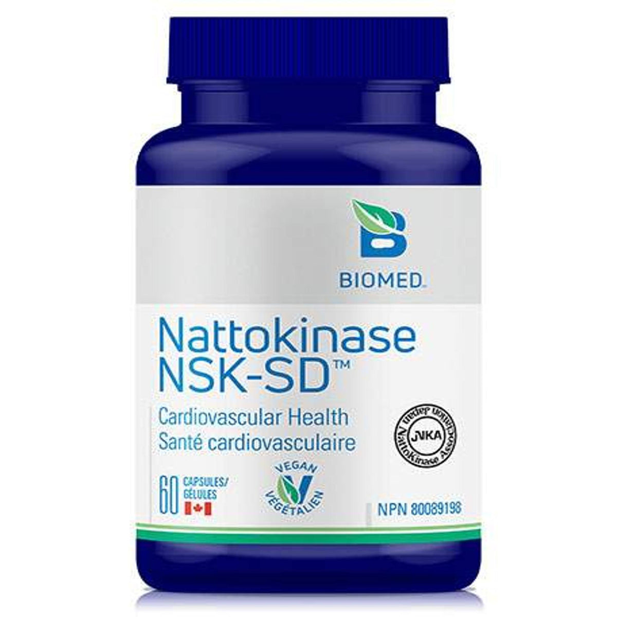 Biomed Nattokinase NSK-SD 60 Capsules - Dissolves Fibrin Clots (Blood Clots), Improved Blood Circulation, Dissolve Bacterial Biofilm Matrix