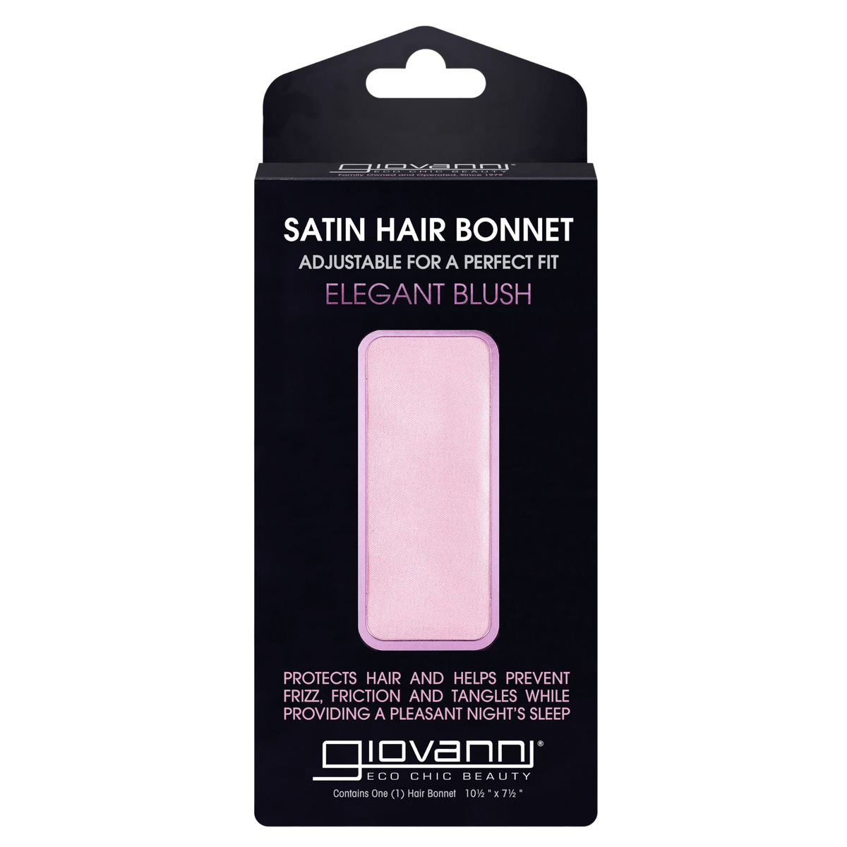 Giovanni Satin Hair Bonnet Blush - Promotes Healthy Hair By Reducing Hair Frizz, Friction, And Tangles, Keeps Hair Smooth, Helps Reduce Hair Friction, Gentle On Hair, Suitable For All Hair Types
