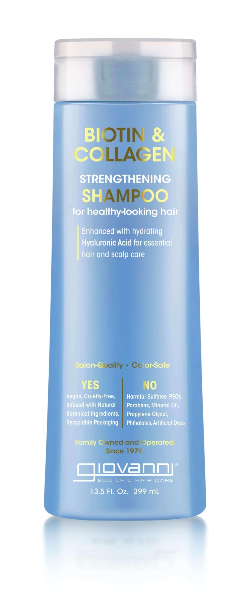 Giovanni Biotin & Collagen Strengthening Shampoo 399ml - For Healthy Looking Hair, Enhanced With Hydrating Hyaluronic Acid for Scalp Care