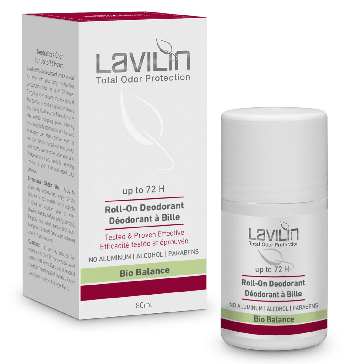 Lavilin Deodorant Roll-On 72 Hours 80ml - Promotes the Body's Natural Detox Processes for an Optimal Bio Balance, Does Not Clog Pores, Suitable for Delicate Skin, Reliable and Fast-Acting