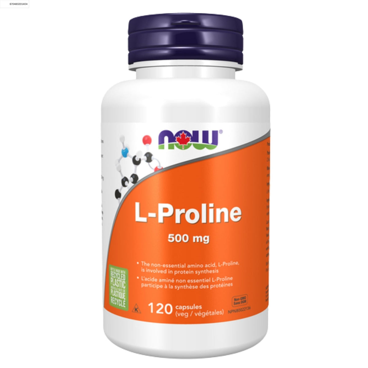 NOW L-Proline 500mg 120 Vegetable Capsules
