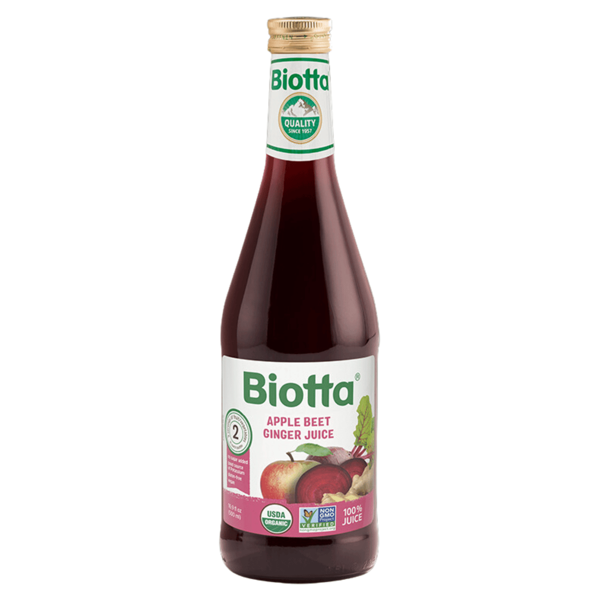 Biotta Apple Beet Ginger 500ml - Rich With Vitamins And Minerals For Your Health And Wellness, Supports Night Vision And Healthy Skin, Made From Naturally Grown Vegetables And Fruits