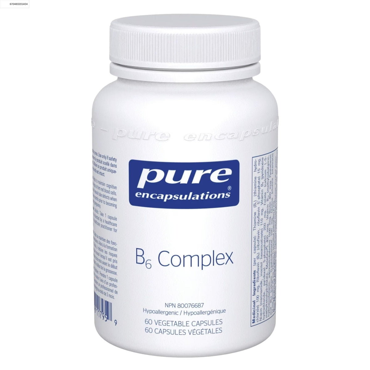 Pure Encapsulations B6 Complex 60 Vegetable Capsules